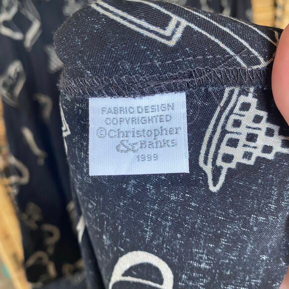 Vintage 90s Christopher & Banks Coffee Print Skirt Black 1998 Small - Picture 8 of 10